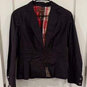Bandolino Women's Black Blazer with Red Plaid Lining